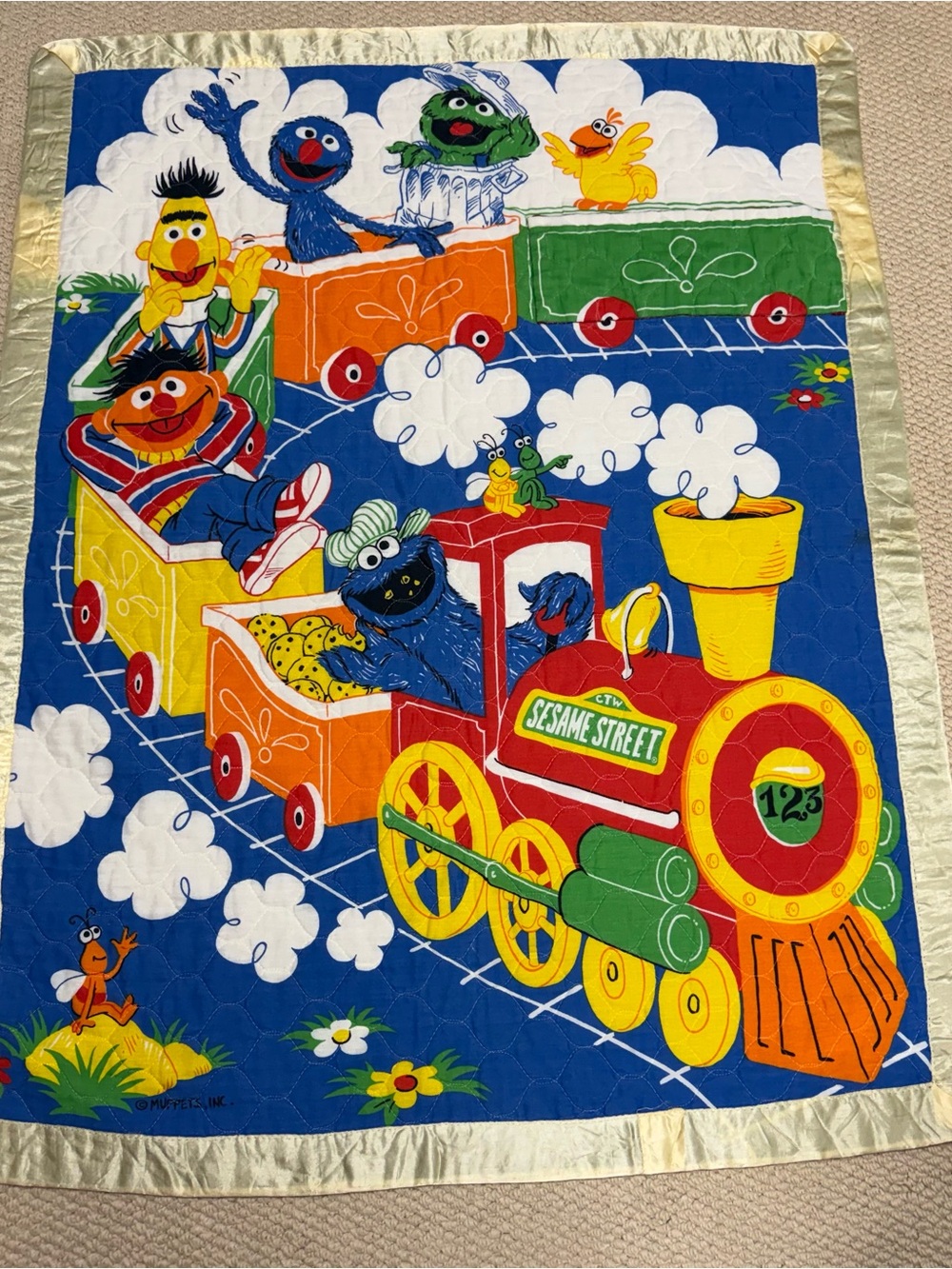 Sesame Street Red Train Quilt with Bright Character Prints